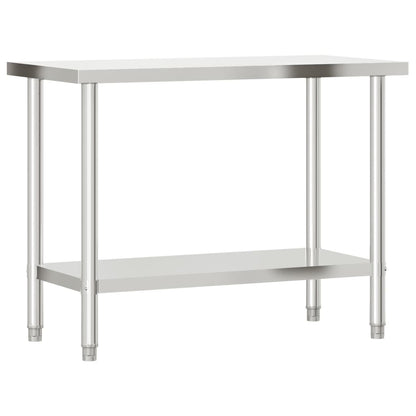 Virtuves Darba Galds Ar Plauktu, 110X55X120 Cm, Tērauds