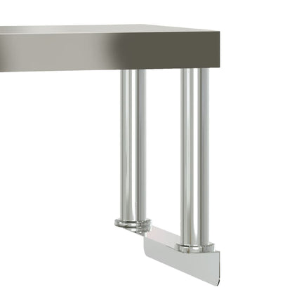 Virtuves Darba Galds Ar Plauktu, 110X55X120 Cm, Tērauds