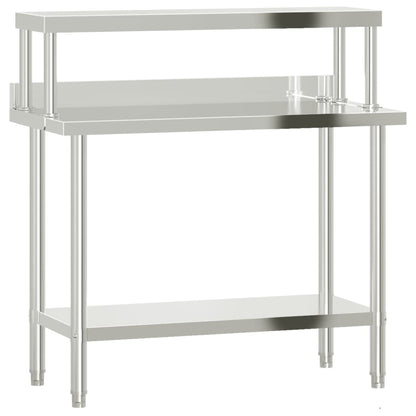 Virtuves Darba Galds Ar Plauktu, 110X55X120 Cm, Tērauds