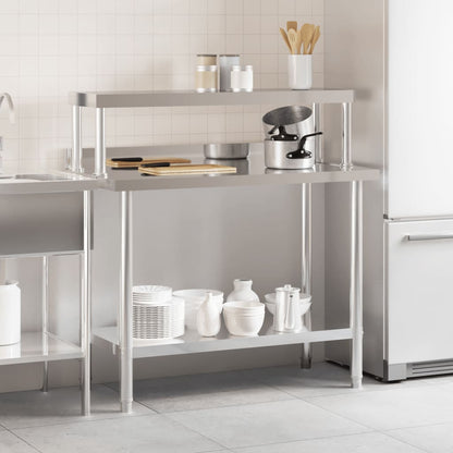 Virtuves Darba Galds Ar Plauktu, 110X55X120 Cm, Tērauds
