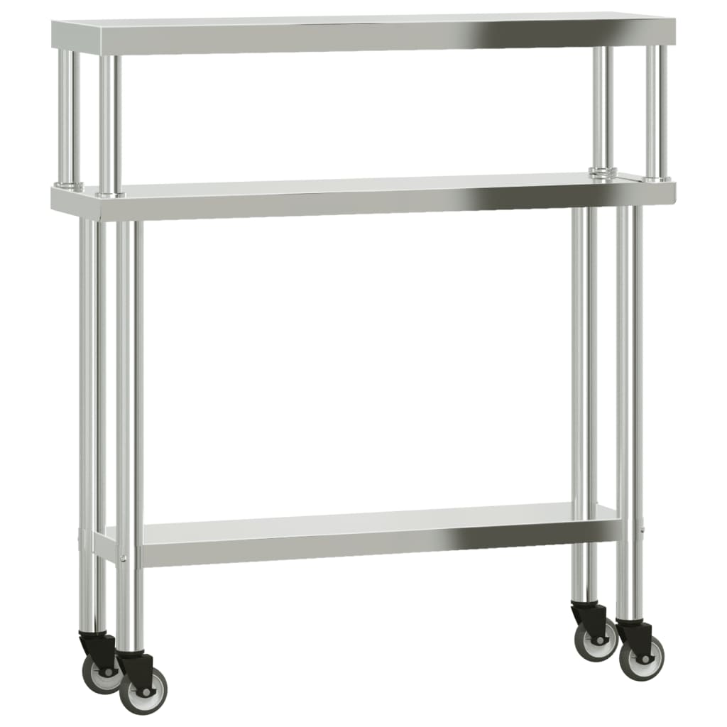 Virtuves Darba Galds Ar Plauktu, 110X30X120 Cm, Tērauds