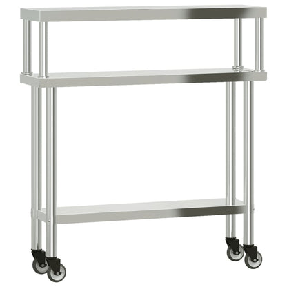 Virtuves Darba Galds Ar Plauktu, 110X30X120 Cm, Tērauds