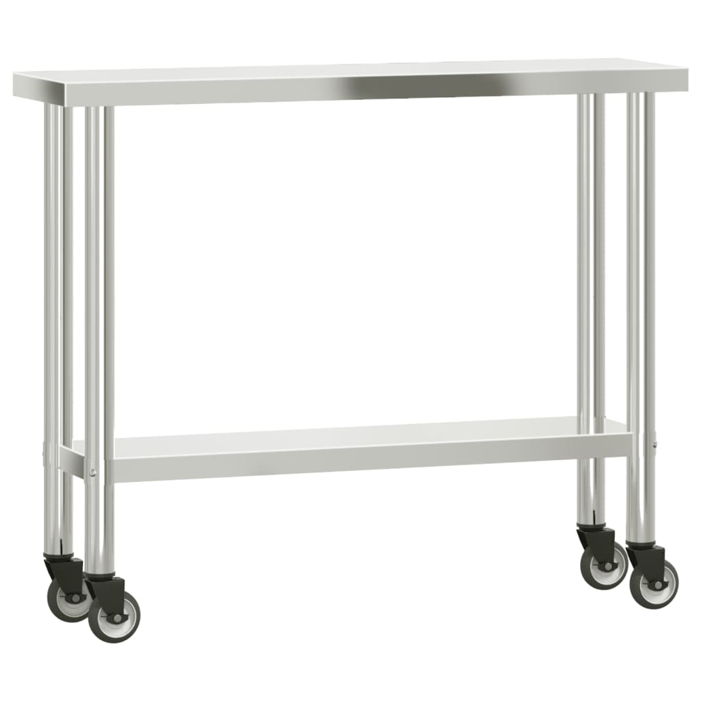 Virtuves Darba Galds Ar Plauktu, 110X30X120 Cm, Tērauds