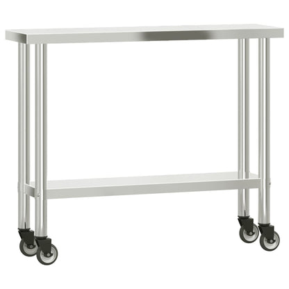 Virtuves Darba Galds Ar Plauktu, 110X30X120 Cm, Tērauds