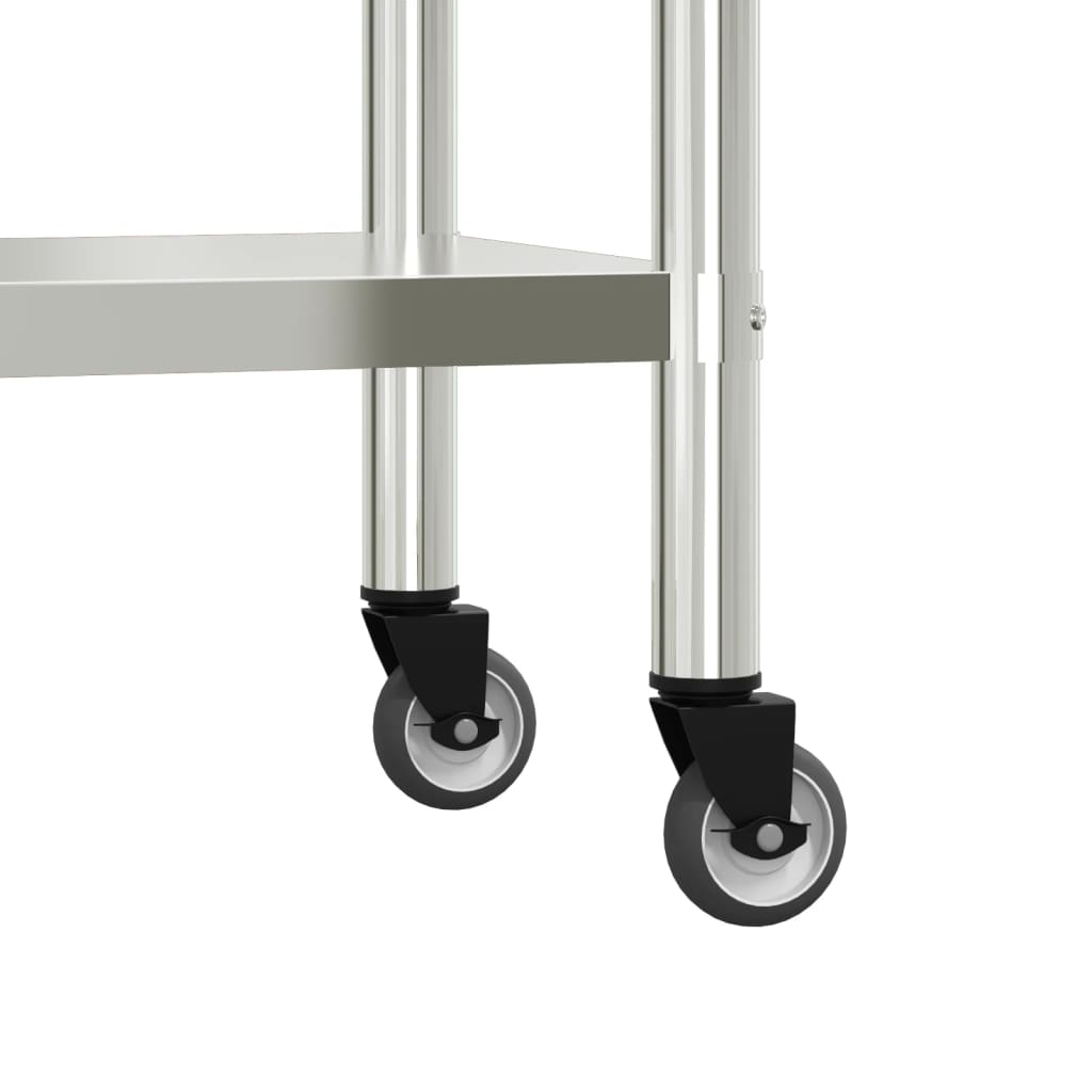 Virtuves Darba Galds Ar Plauktu, 110X30X120 Cm, Tērauds