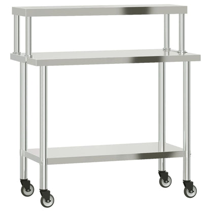 Virtuves Darba Galds Ar Plauktu, 110X55X120 Cm, Tērauds