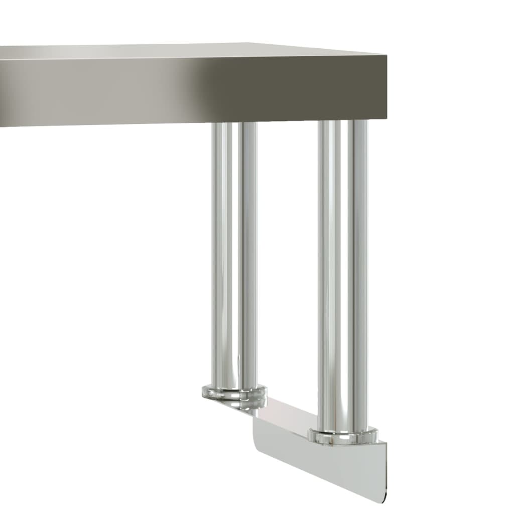 Virtuves Darba Galds Ar Plauktu, 110X55X120 Cm, Tērauds