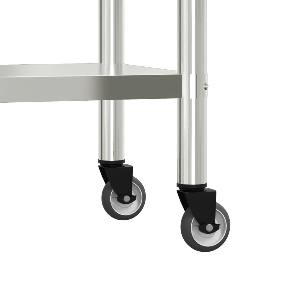 Virtuves Darba Galds Ar Plauktu, 110X55X120 Cm, Tērauds
