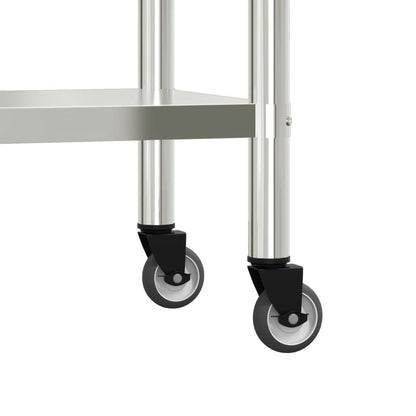 Virtuves Darba Galds Ar Plauktu, 110X55X120 Cm, Tērauds