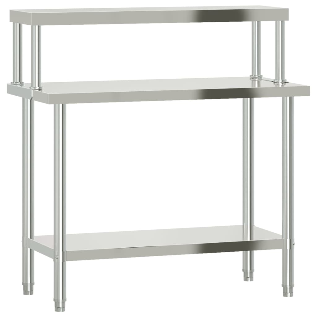 Virtuves Darba Galds Ar Plauktu, 110X55X120 Cm, Tērauds