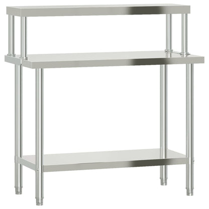 Virtuves Darba Galds Ar Plauktu, 110X55X120 Cm, Tērauds