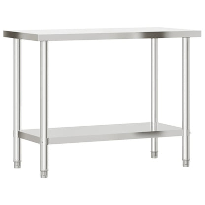 Virtuves Darba Galds Ar Plauktu, 110X55X120 Cm, Tērauds