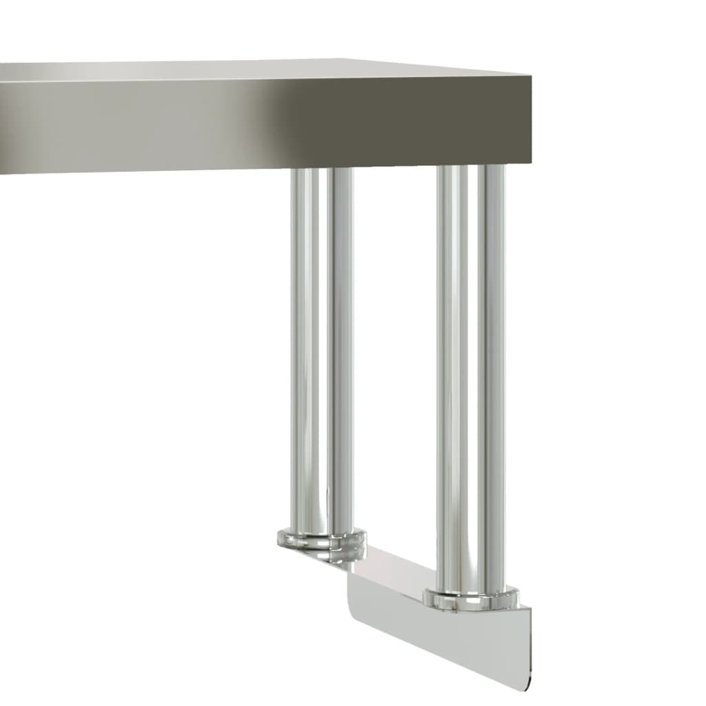 Virtuves Darba Galds Ar Plauktu, 110X55X120 Cm, Tērauds