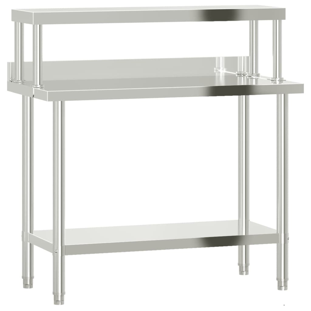 Virtuves Darba Galds Ar Plauktu, 110X55X120 Cm, Tērauds