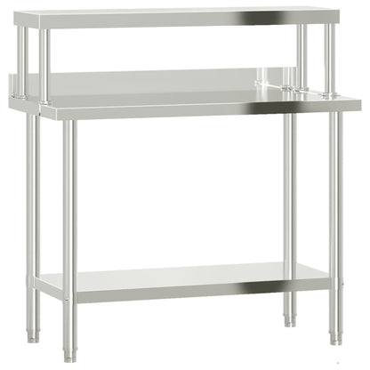 Virtuves Darba Galds Ar Plauktu, 110X55X120 Cm, Tērauds