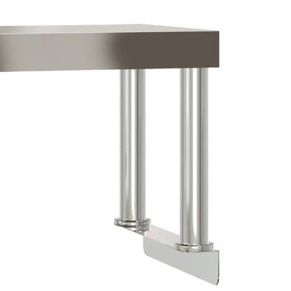Virtuves Darba Galds Ar Plauktu, 110X55X120 Cm, Tērauds