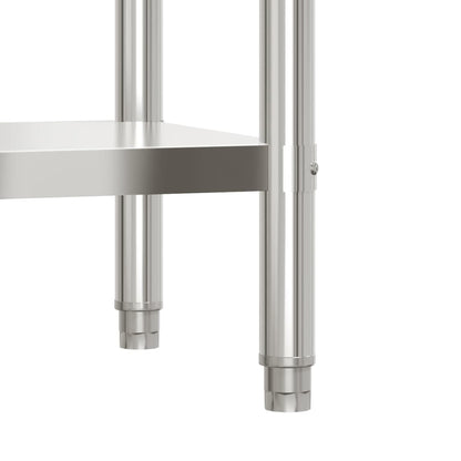 Virtuves Darba Galds Ar Plauktu, 110X55X120 Cm, Tērauds