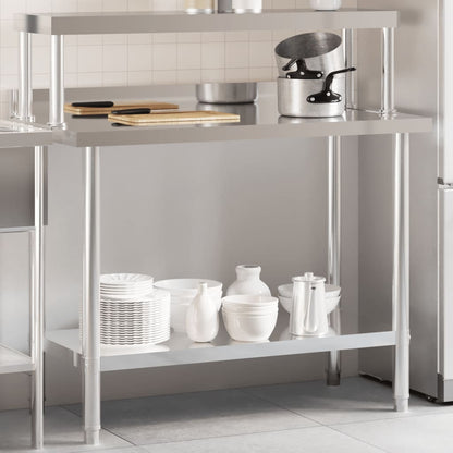 Virtuves Darba Galds Ar Plauktu, 110X55X120 Cm, Tērauds