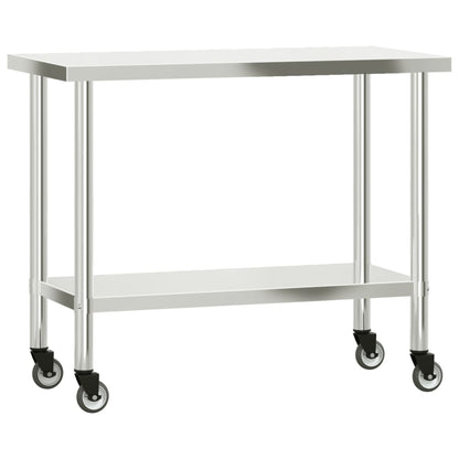 Virtuves Darba Galds Ar Plauktu, 110X55X120 Cm, Tērauds