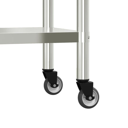 Virtuves Darba Galds Ar Plauktu, 110X55X120 Cm, Tērauds