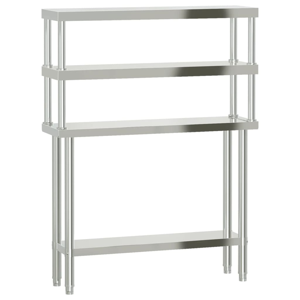 Virtuves Darba Galds Ar Plauktu, 110X30X150 Cm, Tērauds