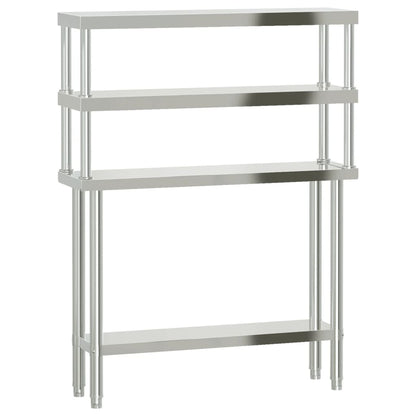 Virtuves Darba Galds Ar Plauktu, 110X30X150 Cm, Tērauds