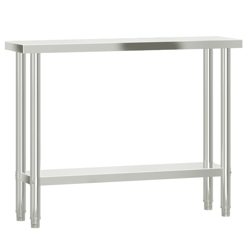 Virtuves Darba Galds Ar Plauktu, 110X30X150 Cm, Tērauds