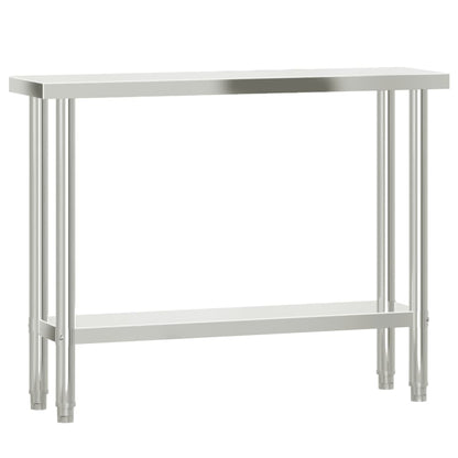 Virtuves Darba Galds Ar Plauktu, 110X30X150 Cm, Tērauds