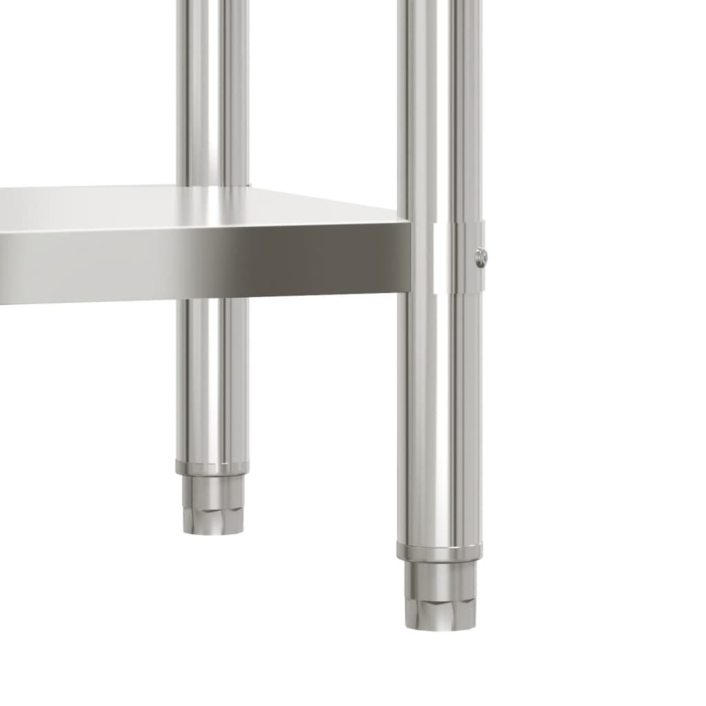 Virtuves Darba Galds Ar Plauktu, 110X30X150 Cm, Tērauds