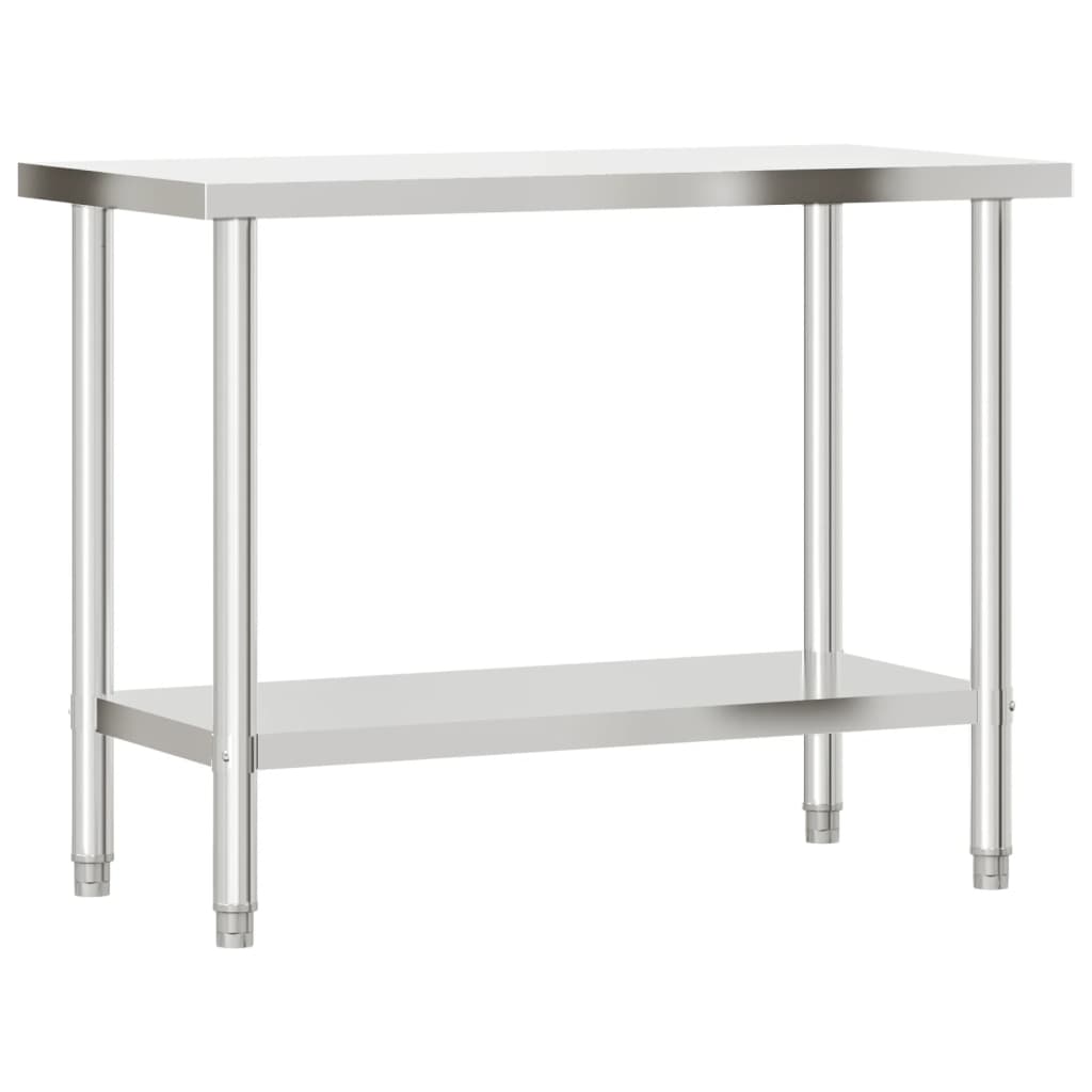 Virtuves Darba Galds Ar Plauktu, 110X55X150 Cm, Tērauds