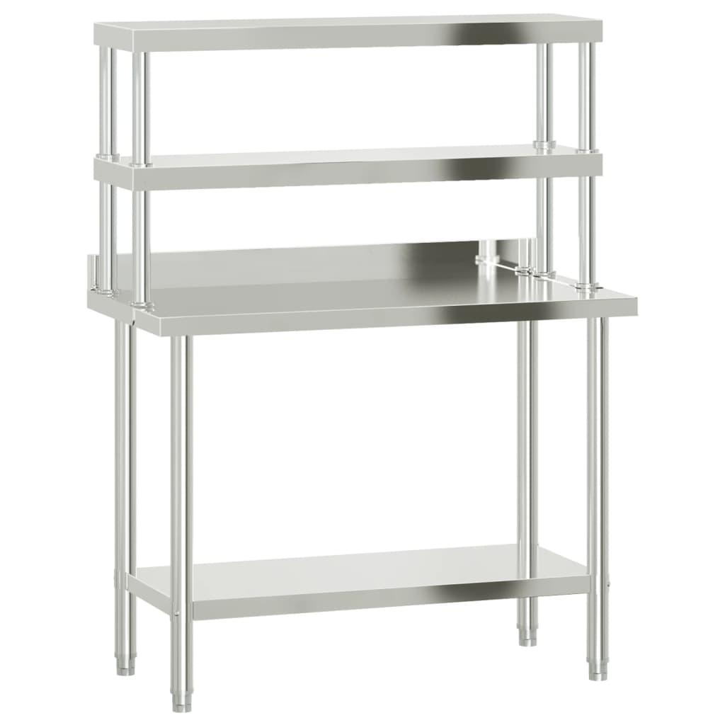 Virtuves Darba Galds Ar Plauktu, 110X55X150 Cm, Tērauds