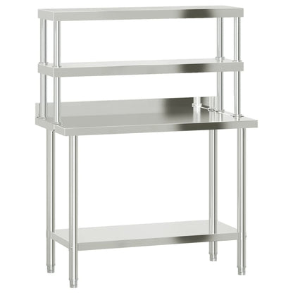 Virtuves Darba Galds Ar Plauktu, 110X55X150 Cm, Tērauds