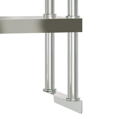 Virtuves Darba Galds Ar Plauktu, 110X55X150 Cm, Tērauds