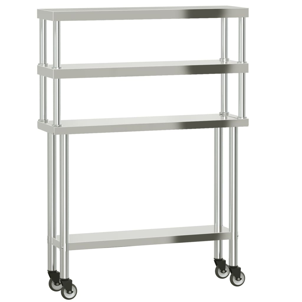 Virtuves Darba Galds Ar Plauktu, 110X30X150 Cm, Tērauds