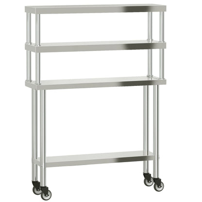 Virtuves Darba Galds Ar Plauktu, 110X30X150 Cm, Tērauds