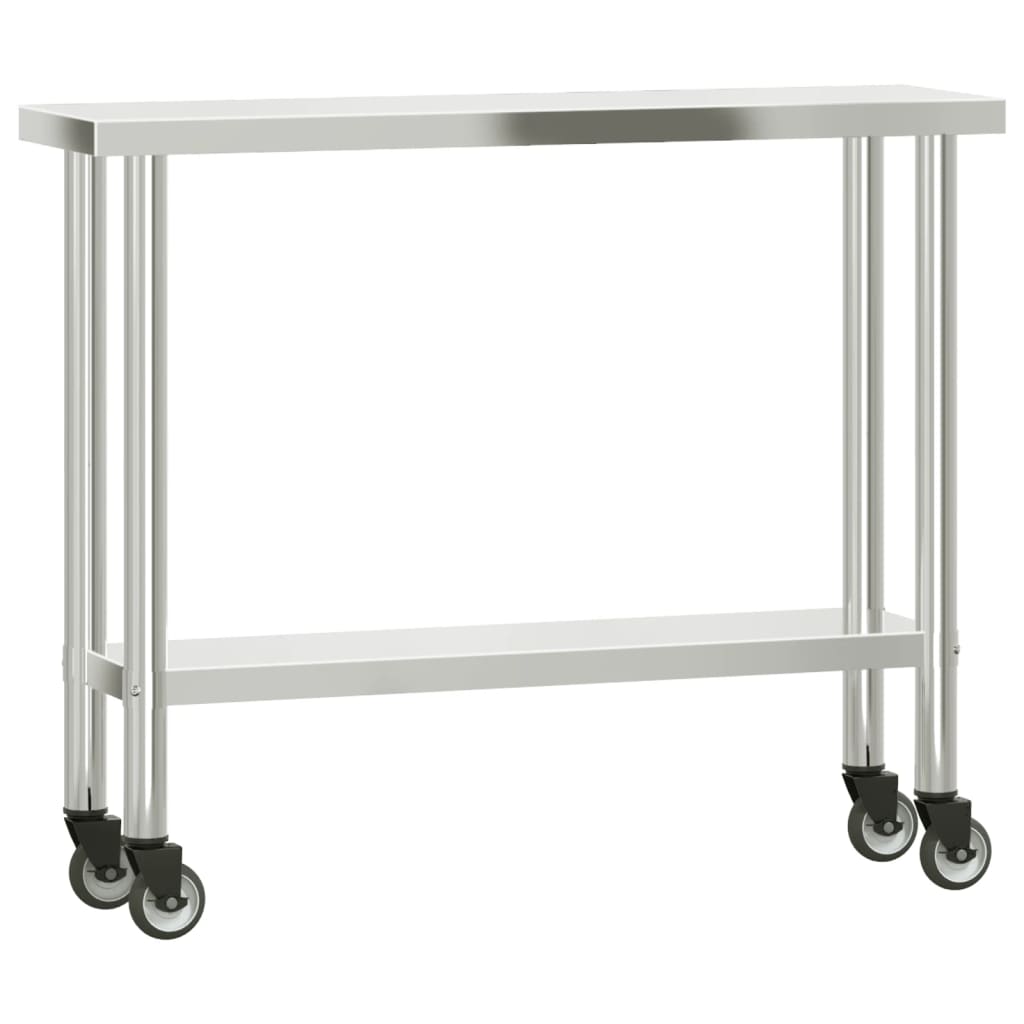 Virtuves Darba Galds Ar Plauktu, 110X30X150 Cm, Tērauds