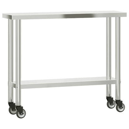 Virtuves Darba Galds Ar Plauktu, 110X30X150 Cm, Tērauds