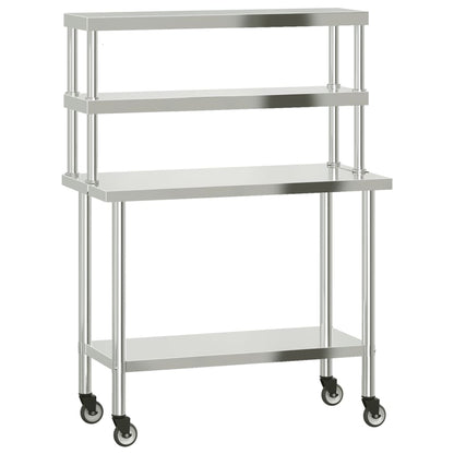 Virtuves Darba Galds Ar Plauktu, 110X55X150 Cm, Tērauds