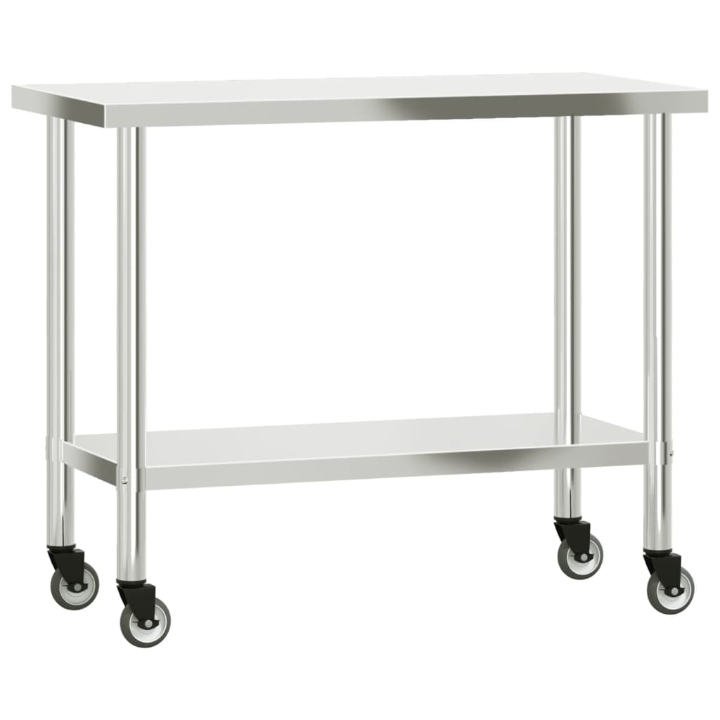 Virtuves Darba Galds Ar Plauktu, 110X55X150 Cm, Tērauds