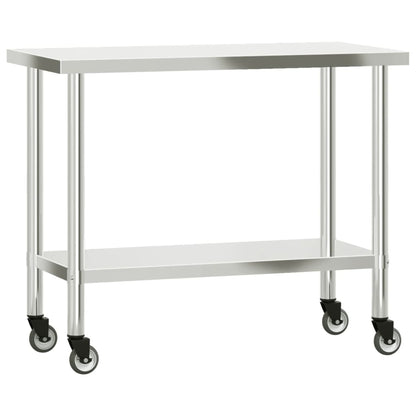 Virtuves Darba Galds Ar Plauktu, 110X55X150 Cm, Tērauds