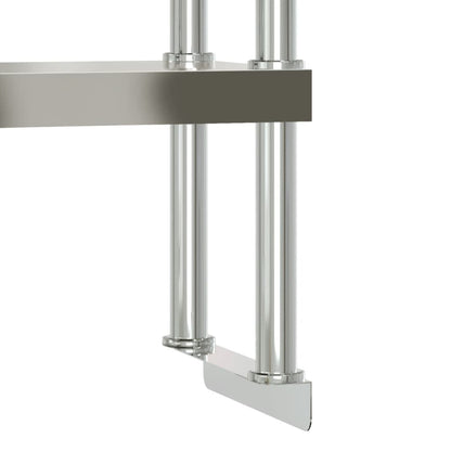 Virtuves Darba Galds Ar Plauktu, 110X55X150 Cm, Tērauds