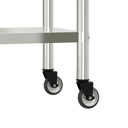 Virtuves Darba Galds Ar Plauktu, 110X55X150 Cm, Tērauds