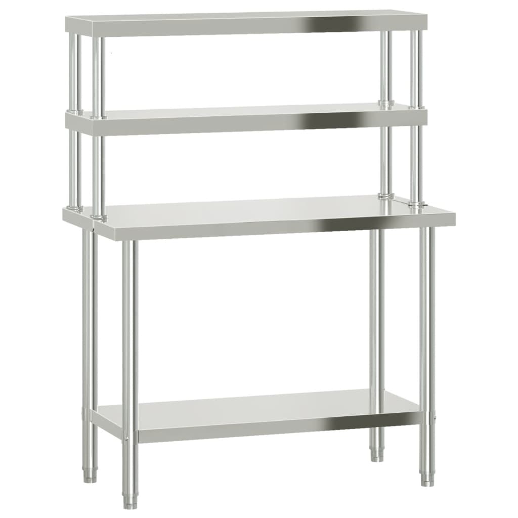 Virtuves Darba Galds Ar Plauktu, 110X55X150 Cm, Tērauds
