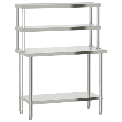 Virtuves Darba Galds Ar Plauktu, 110X55X150 Cm, Tērauds