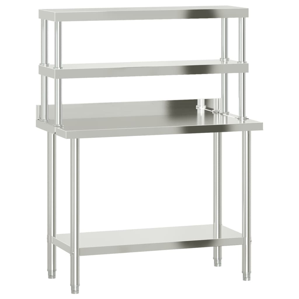 Virtuves Darba Galds Ar Plauktu, 110X55X150 Cm, Tērauds
