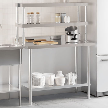 Virtuves Darba Galds Ar Plauktu, 110X55X150 Cm, Tērauds