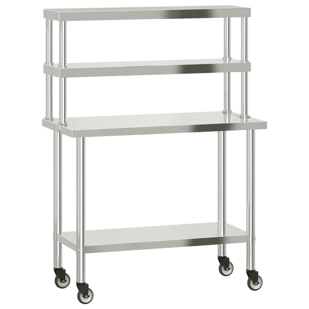 Virtuves Darba Galds Ar Plauktu, 110X55X150 Cm, Tērauds