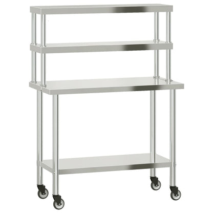 Virtuves Darba Galds Ar Plauktu, 110X55X150 Cm, Tērauds
