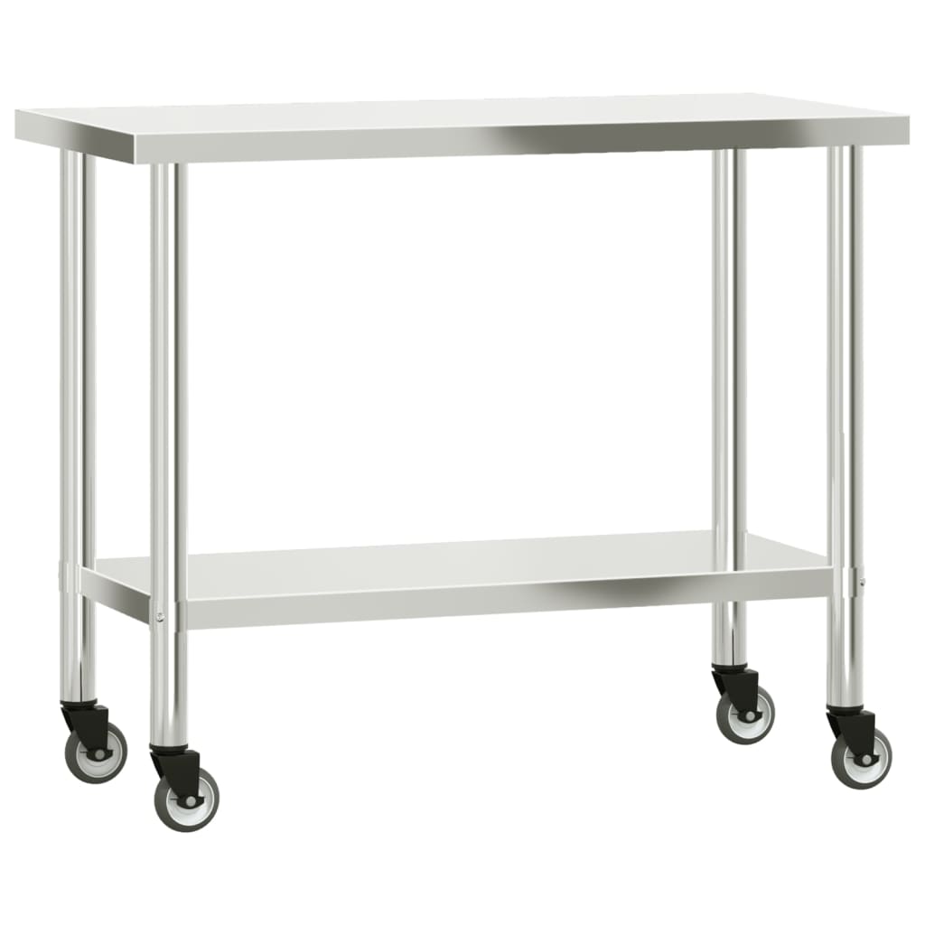 Virtuves Darba Galds Ar Plauktu, 110X55X150 Cm, Tērauds