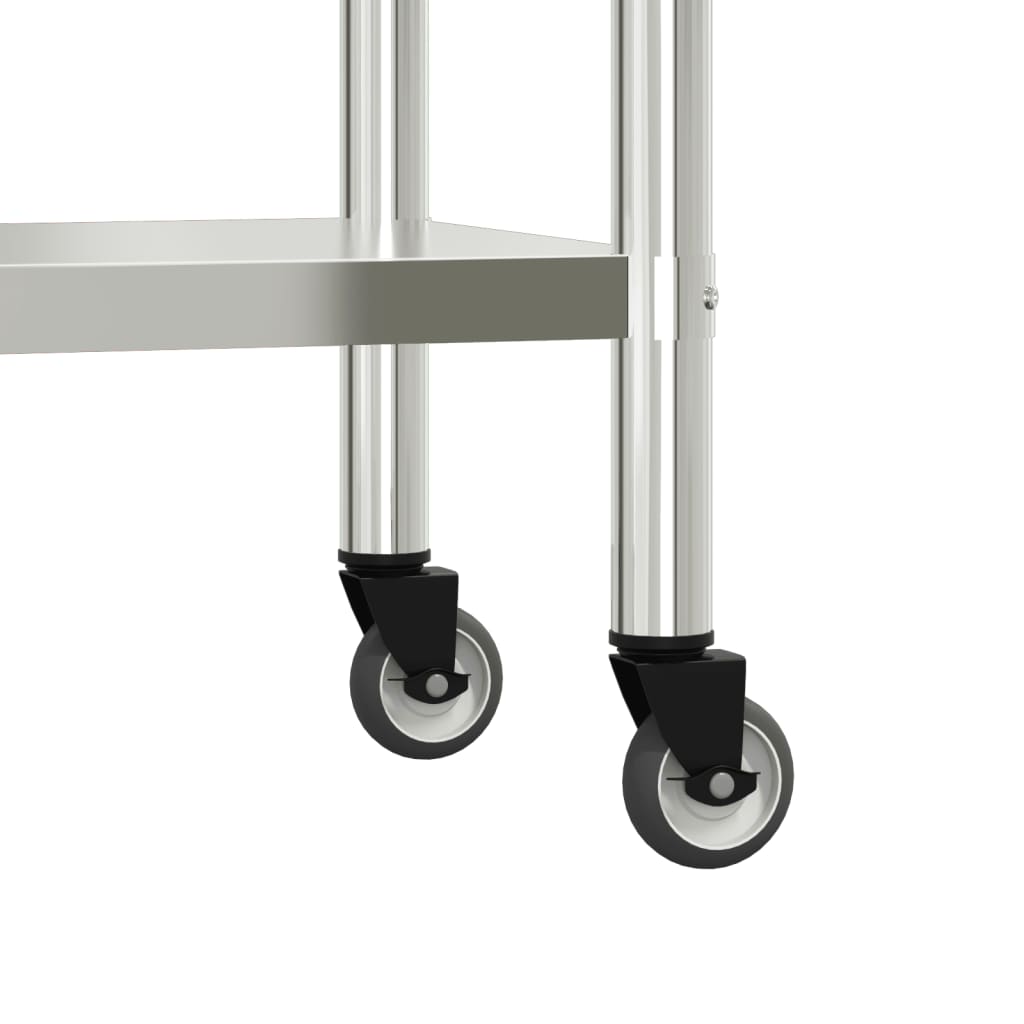 Virtuves Darba Galds Ar Plauktu, 110X55X150 Cm, Tērauds